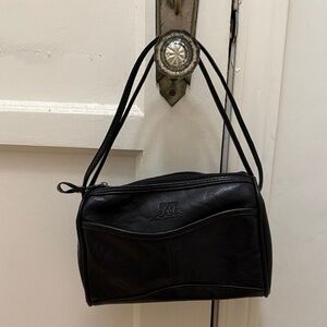 Vintage Black Genuine Leather Shoulder Bag - Classic Casual Carry